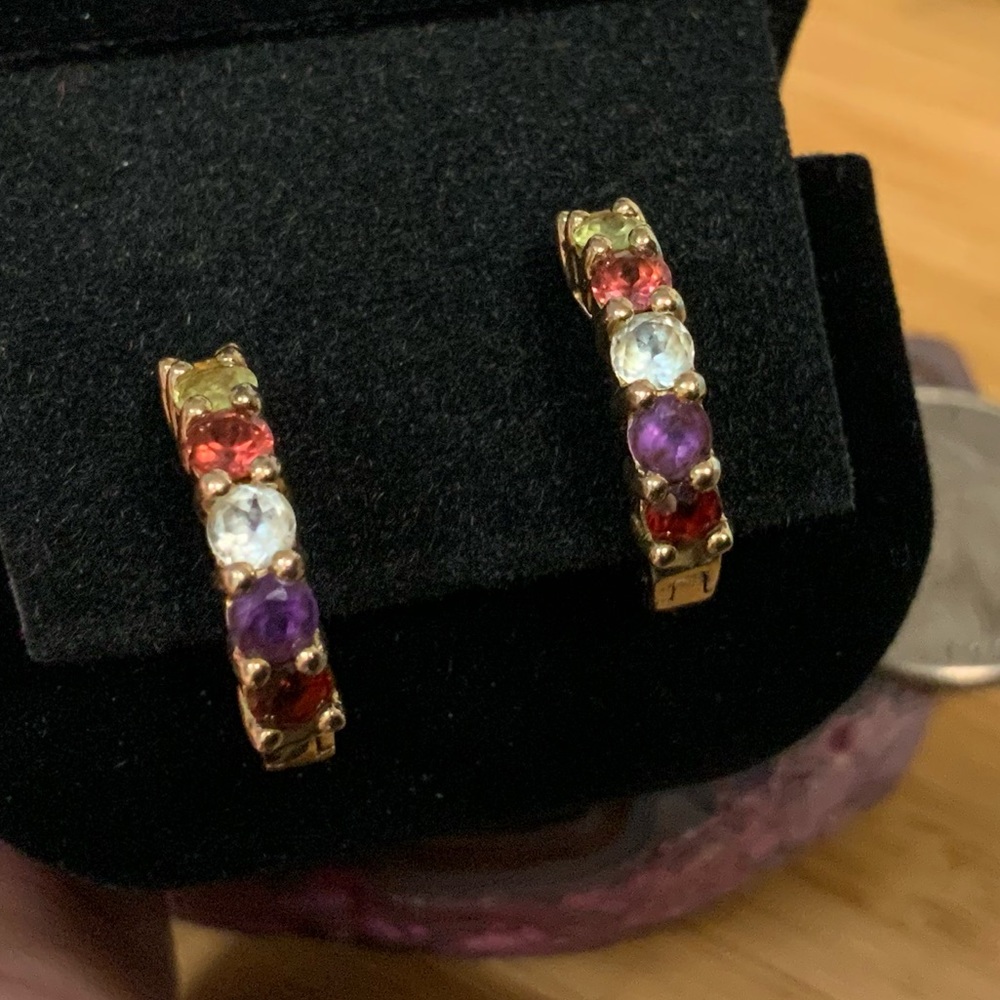 Sterling Silver Multi-colored Gemstone Earrings